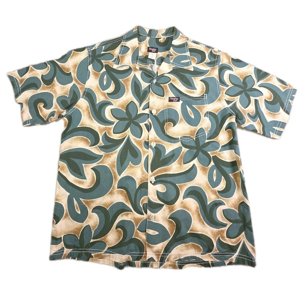 Hawaiian Surf Co Vintage Hawaiian Button Up Floral 100% Cotton Shirt Mens Size L